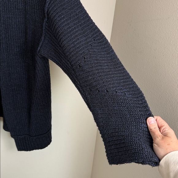 Free People High Hopes Blue Black Open Front Cardigan Size Medium Oversized - Picture 3 of 7